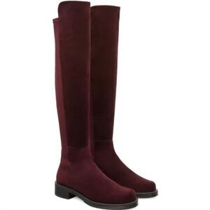 New Stuart Weitzman 5050 Bold Suede Over ther Knee  Boots in Cabernet Size 10